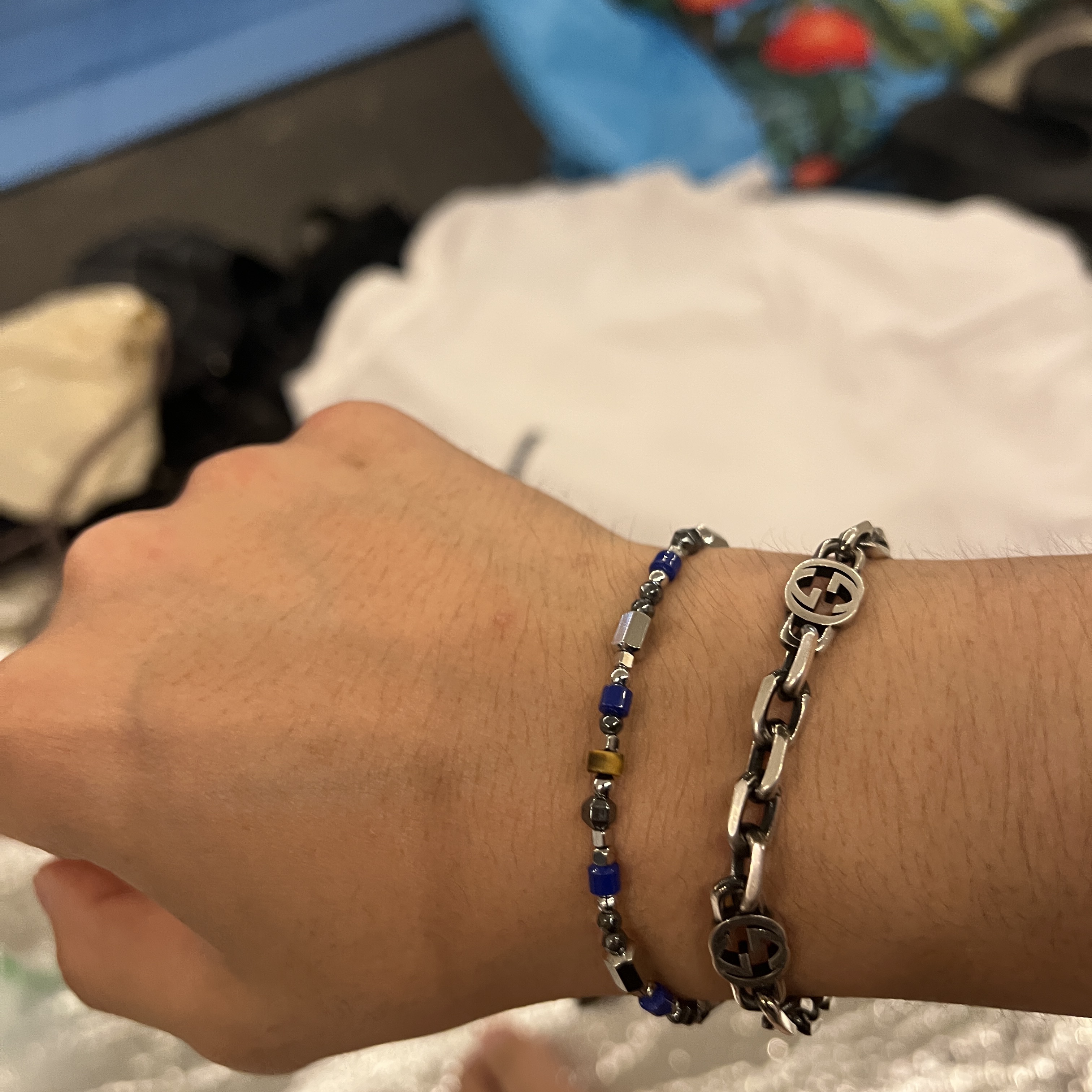 Riomeu Blue Corallite Bracelet, Gucci Interlocking G Bracelet Sterling Silver 착용 스타일 - 2