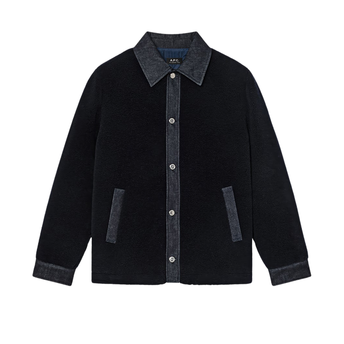 WOARG-H32026-IAK A.P.C. Faux Sheepskin Will Jacket Dark Navy