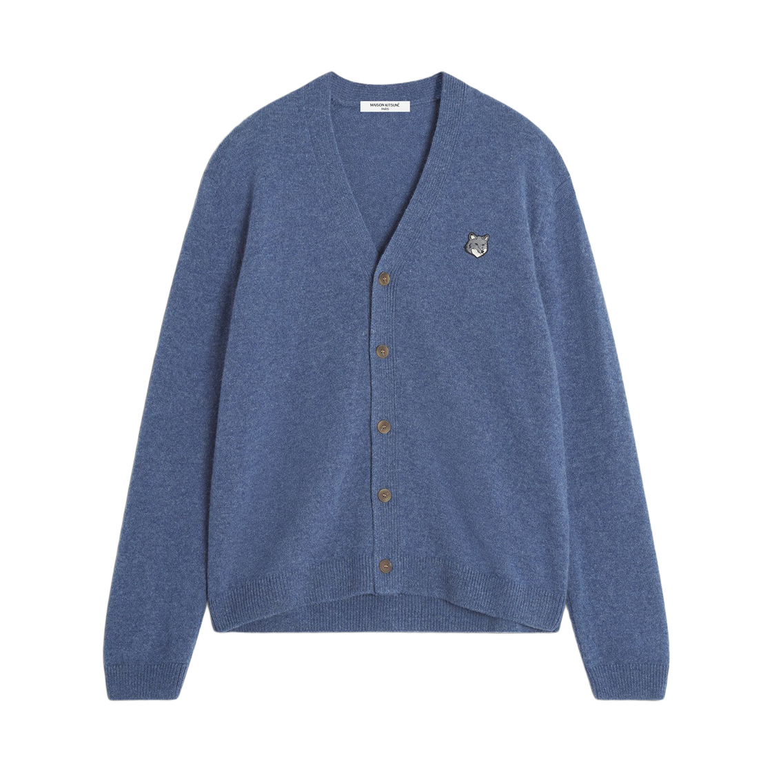 PM00502KT1006-0331 Maison Kitsune Fox Head Lambwsool Comfort Cardigan Powder Blue