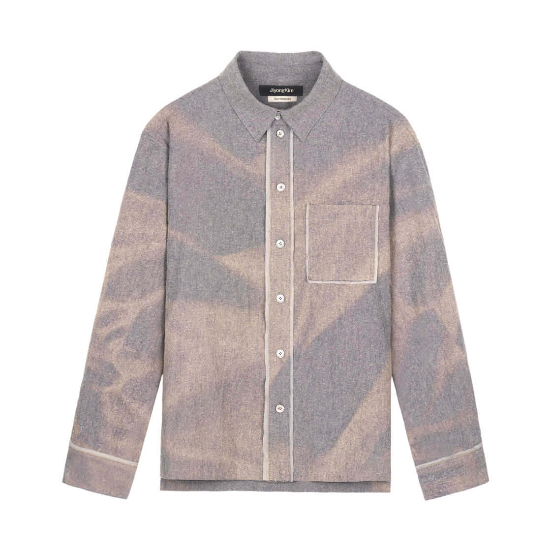 지용 킴 썬 블리치드 디태처블 칼라 셔츠 그레이(Jiyong Kim Sun Bleached Detachable Collar Shirt Grey)