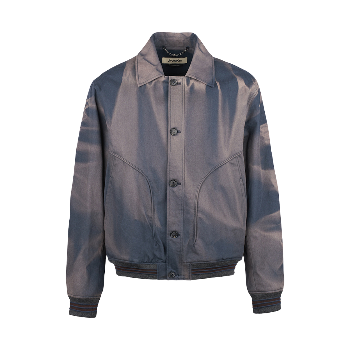지용 킴 썬 블리치드 립드 블루종 네이비(Jiyong Kim Sun Bleached Ribbed Blouson Navy)