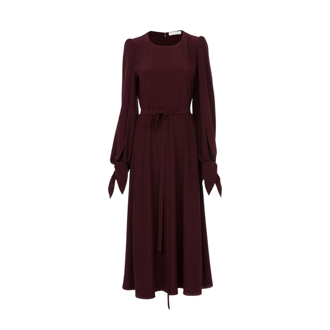(W) 끌로에 실크 롱슬리브 미디 드레스 옵스큐어 퍼플((W) Chloe Long Sleeve Midi Dress in Silk Obscure Purple)