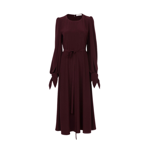 CHC23ARO2200456A (W) Chloe Long Sleeve Midi Dress in Silk Obscure Purple