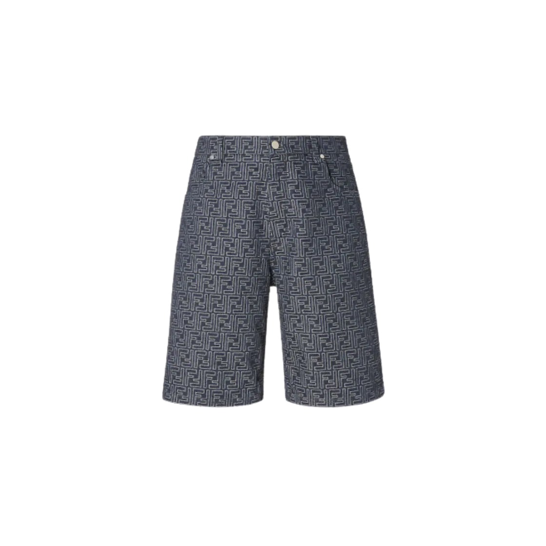 FLP369AUX4F0BUZ Fendi FF Jacquard Denim Shorts Blue
