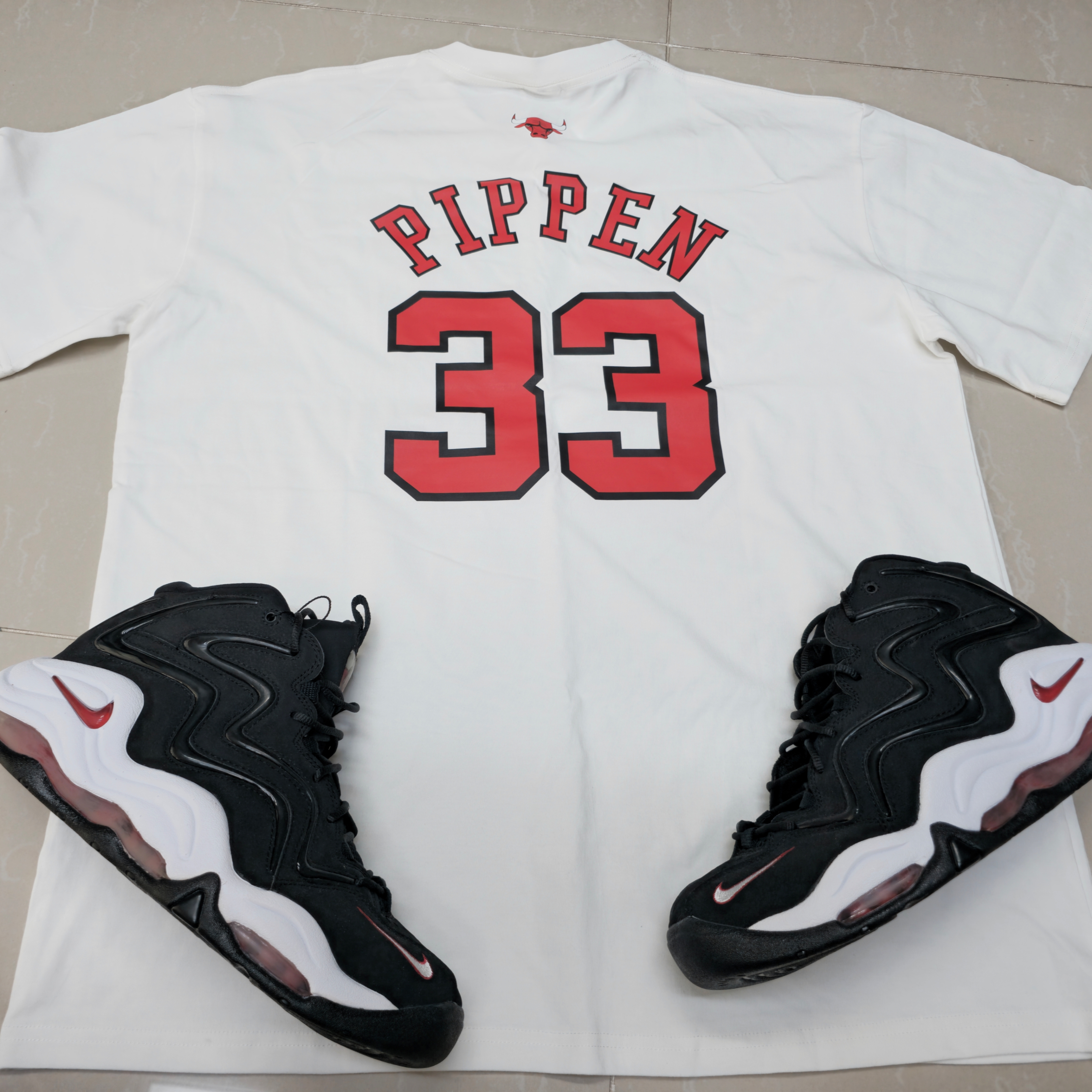 Nike Air Pippen Camo Black Flash Lime, Nike Air Pippen 1 Wheat 착용 스타일 - 1