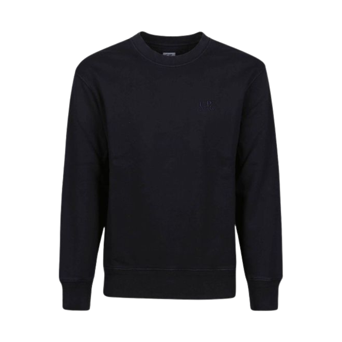 C.P. 컴퍼니 코튼 다이애그널 플리스 크루넥 로고 스웨트셔츠 블랙 - 25SS(C.P. Company Cotton Diagonal Fleece Crewneck Logo Sweatshirt Black - 25SS) - 1