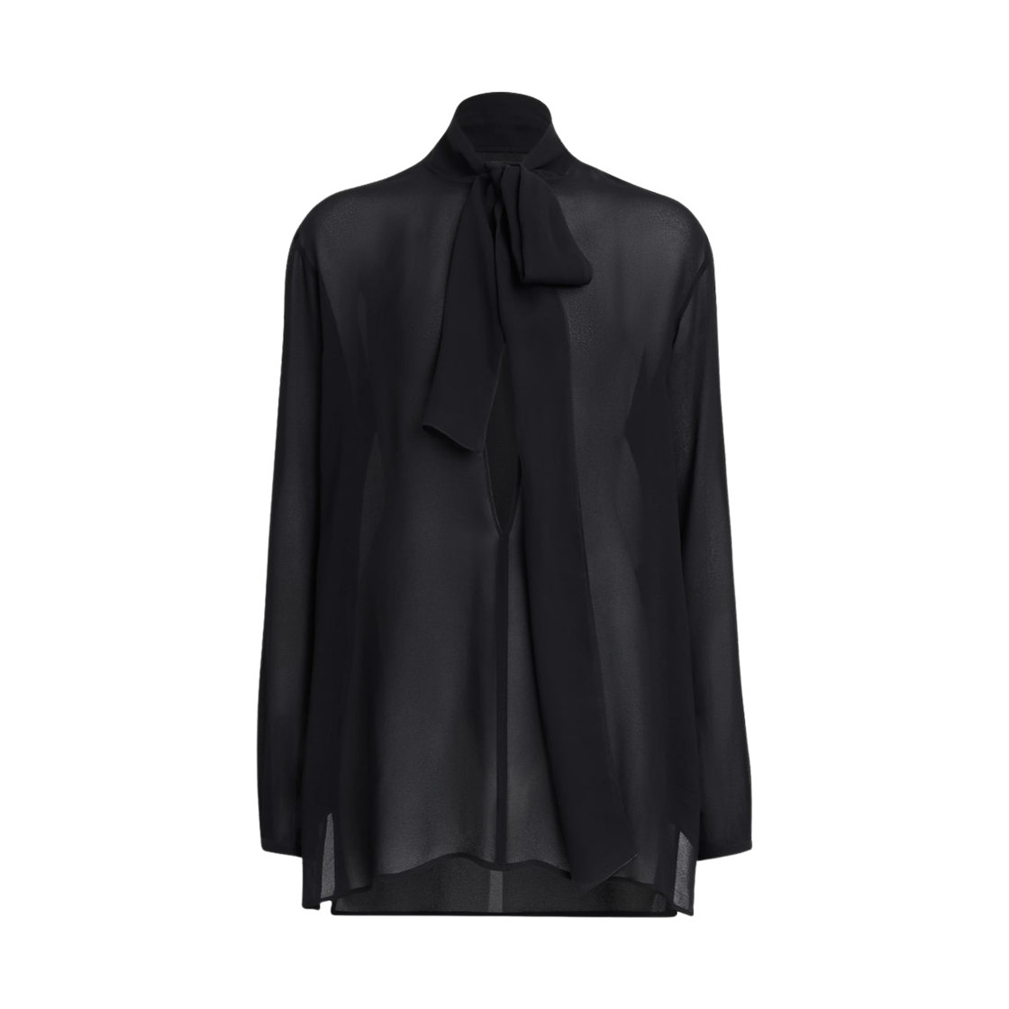 (W) 알라이아 조제트 스카프 블라우스 블랙((W) Alaia Georgette Scarf Blouse Black)