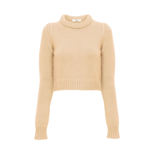 CHC24AMP015206H2 (W) Chloe Crew Neck Cotton Cashmere Knit Light Beige