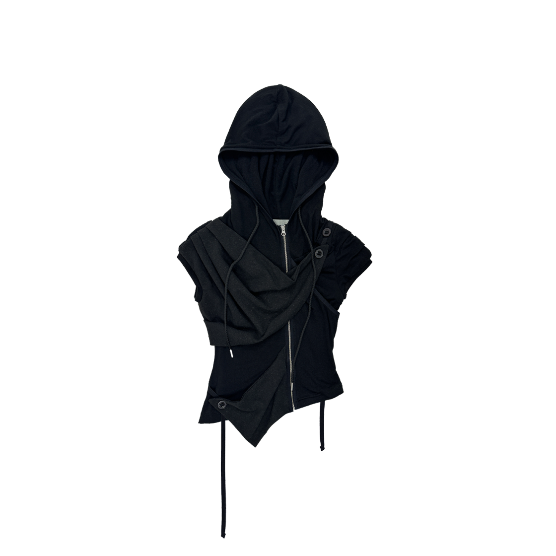 디프런티스 드레이퍼리 후드 슬리브 블랙(DIFFERENTIS Drapery Hood Sleeve Black)