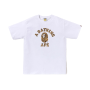 BAPE Wild Leopard Pattern College T-Shirt White Beige