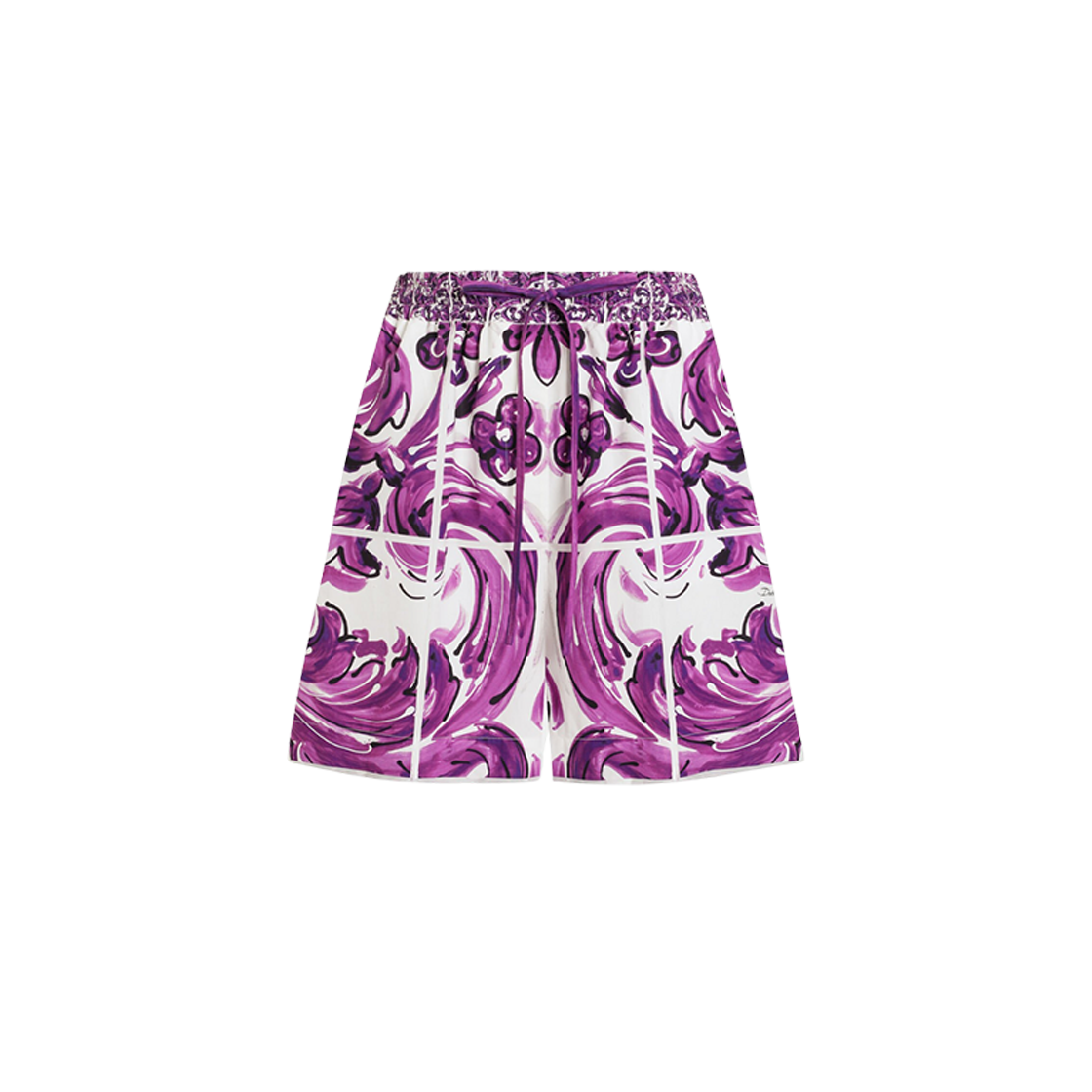 FTDBPTFI5JOH25DQ (W) Dolce & Gabbana Majolica Print Poplin Shorts Multicolor