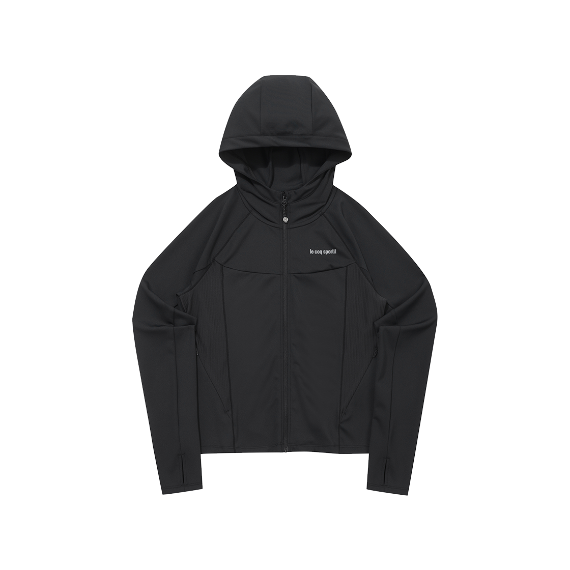 QQ322OFT85_BLK0 le coq sportif Women's Slim-Fit Indoor Ribbed Hybrid Zip-Up Jacket Black
