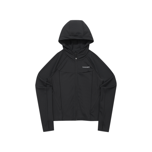 QQ322OFT85_BLK0 le coq sportif Women's Slim-Fit Indoor Ribbed Hybrid Zip-Up Jacket Black