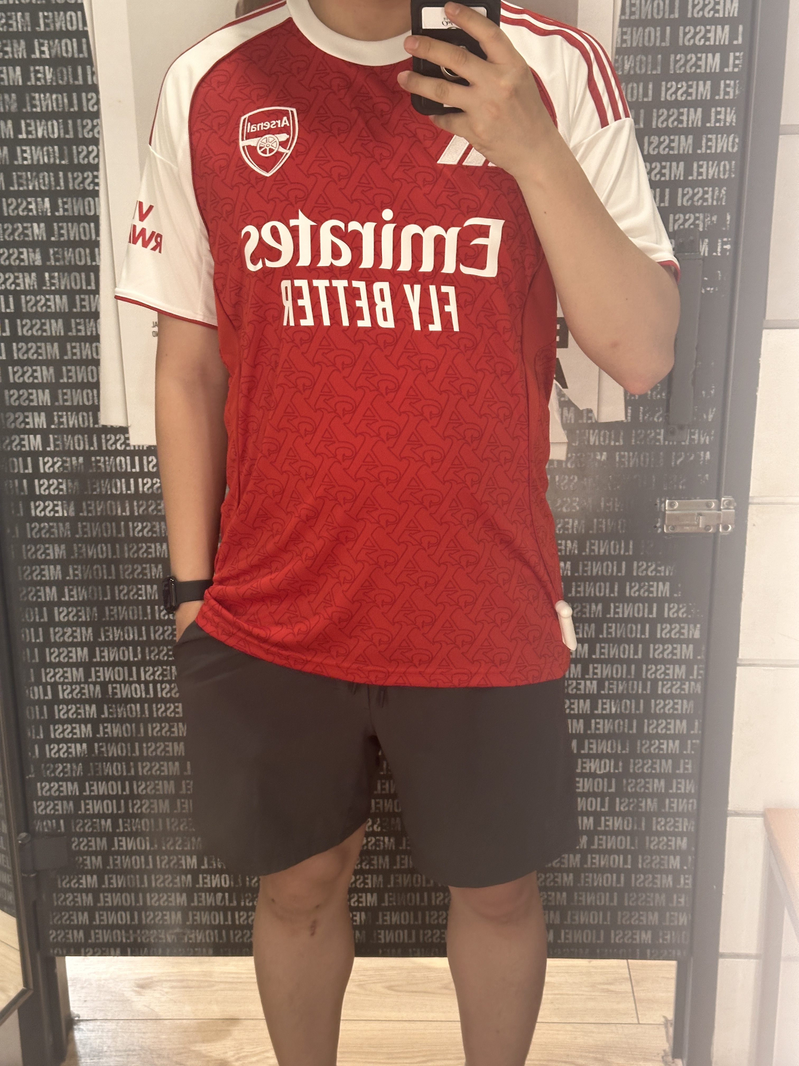 Adidas Arsenal 2025/26 Home Authentic Jersey Better Scarlet White - KR Sizing (Non Marking Ver.) 착용 스타일 - 2