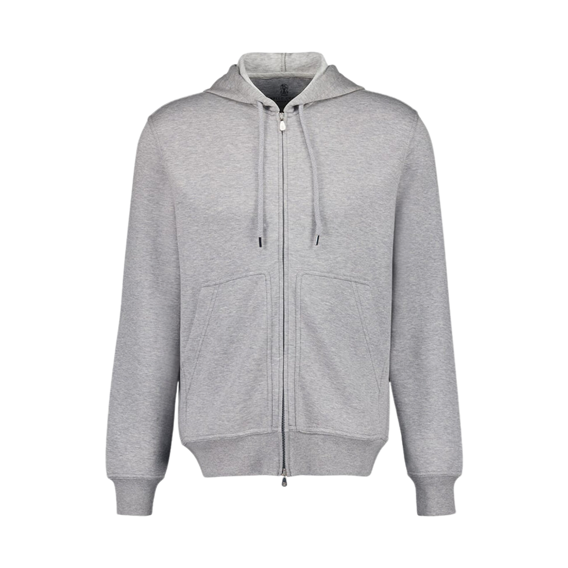 MM8319069G-C1252 Brunello Cucinelli Cotton Cashmere Silk French Terry Double Cloth Hooded Sweatshirt Medium Grey