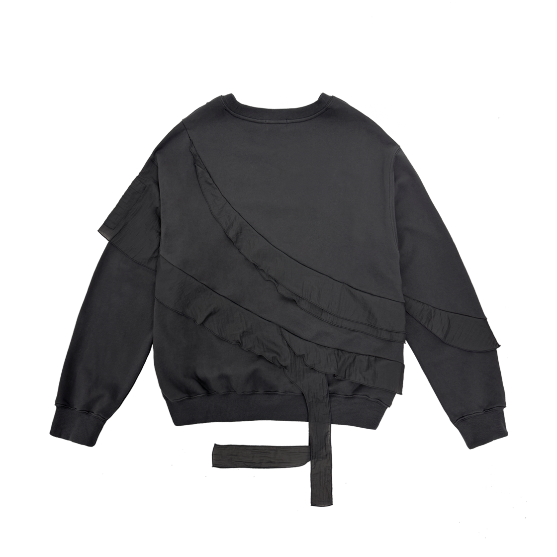디프런티스 시어 러플 스웻셔츠 차콜(DIFFERENTIS Sheer Ruffled Sweatshirt Charcoal) - 2