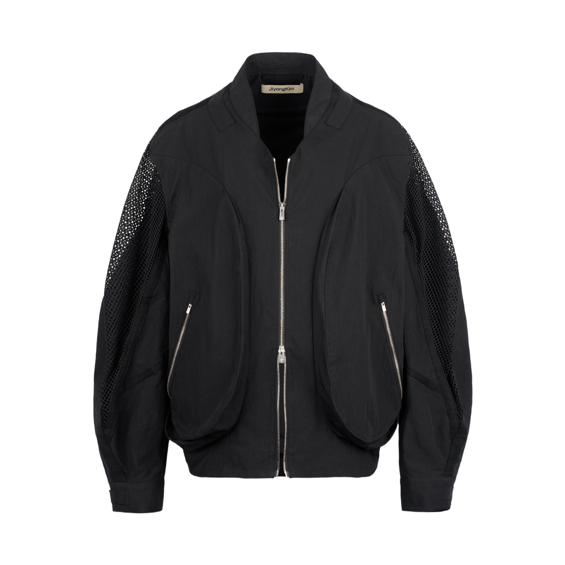 지용 킴 드레이프드 포켓 메쉬 슬리브 자켓 블랙(Jiyong Kim Draped Pocket Mesh Sleeve Jacket Black)