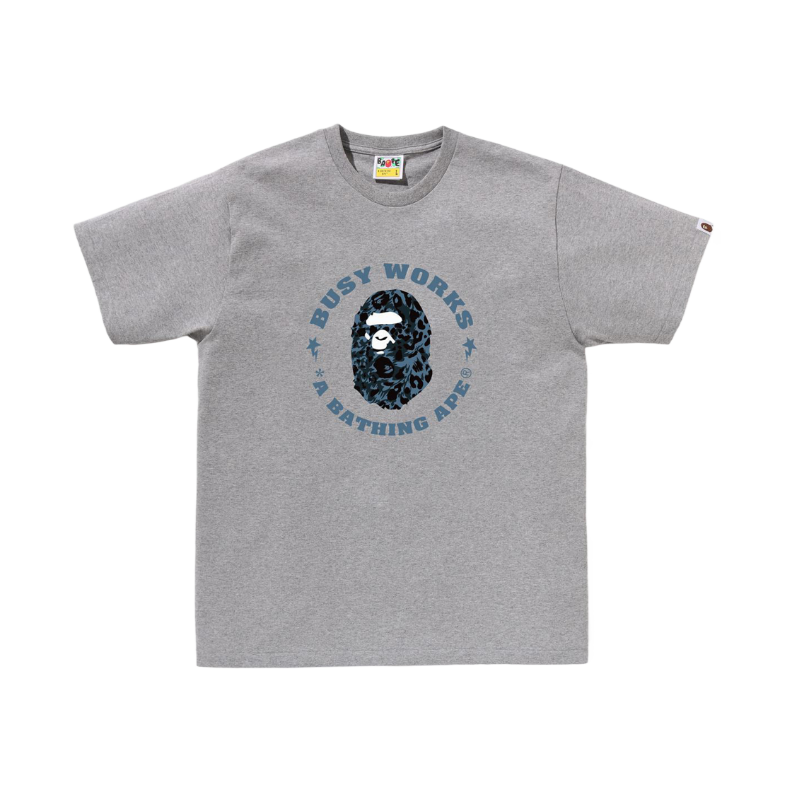 베이프 와일드 레오파드 패턴 비지 웍스 스타 티셔츠 그레이(BAPE Wild Leopard Pattern Busy Works Sta T-Shirt Gray) - 1