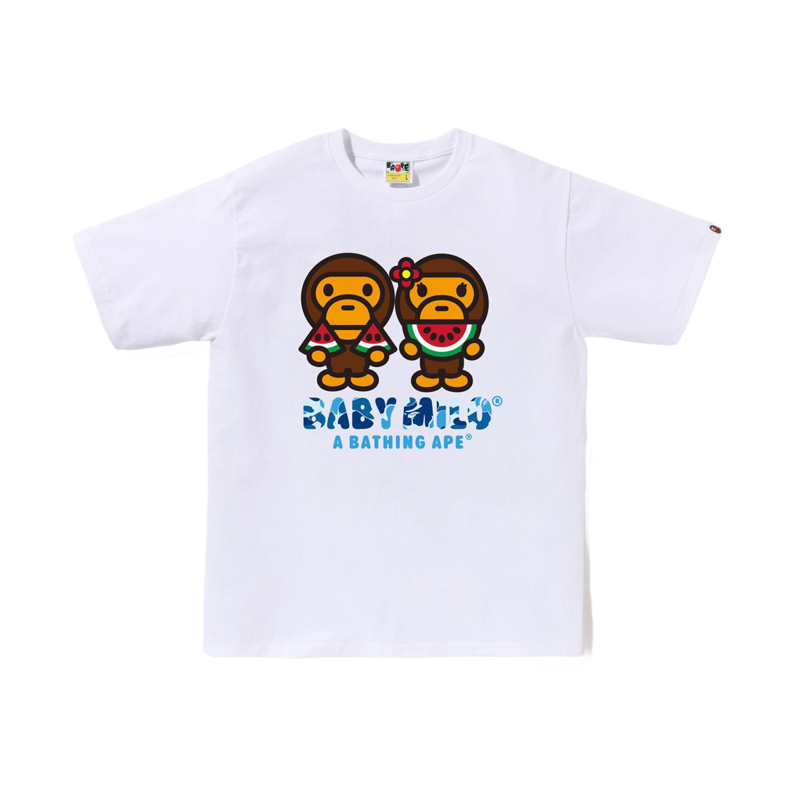 베이프 ABC 카모 베이비 마일로 워터 멜론 썸머 티셔츠 화이트