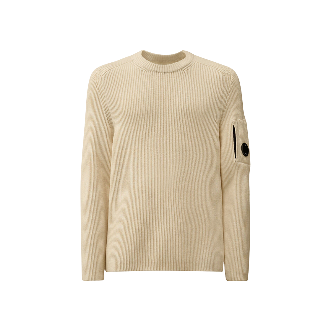 19CMKN015A006608A103 C.P. Company Full Rib Crewneck Lens Sweater Gauze White - 25FW
