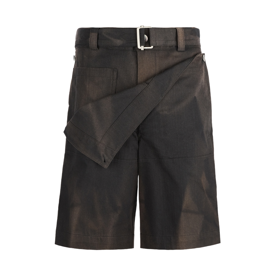 지용 킴 썬 블리치드 더블 프론트 쇼츠 블랙(Jiyong Kim Sun Bleached Double Front Shorts Black)