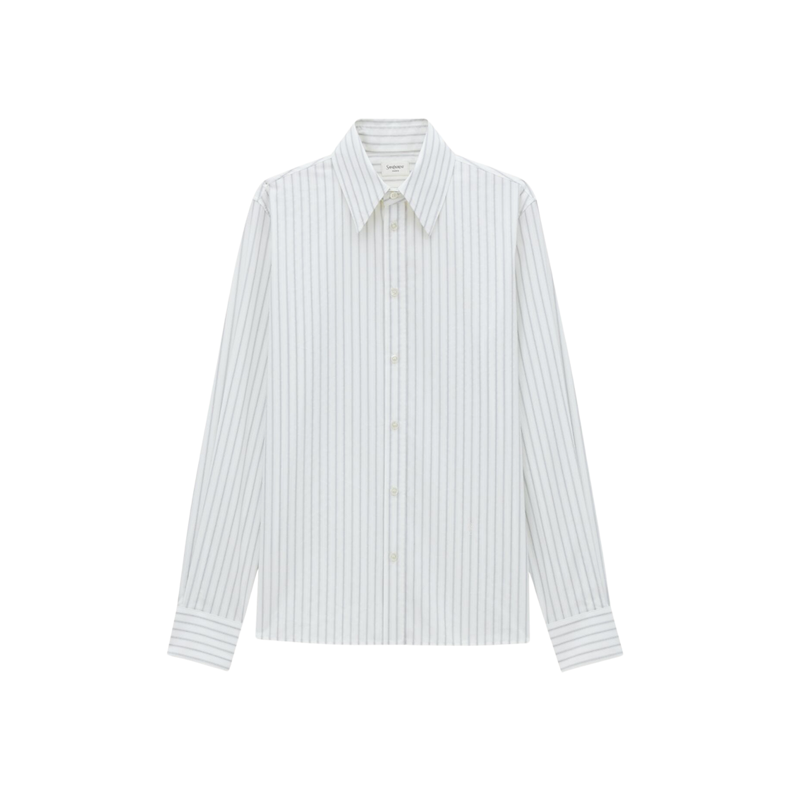 848033-Y5K82-9787 Saint Laurent Tack Stripe Poplin Cassandre Shirt Craie Noir