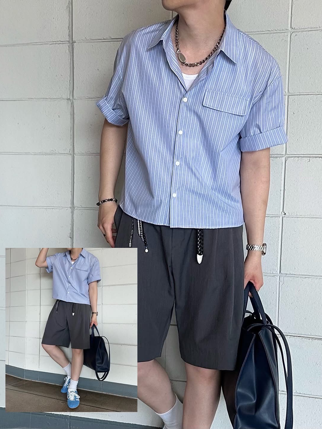 Telfar Medium Shopping Bag Navy, Diesel Dx1509 Stainless Steel Chain Necklace Silver 착용 스타일 - 5