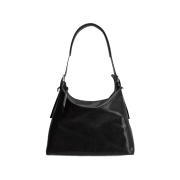 Lemaire Lux Leather Belted Hobo Bag Paper Dark Chocolate