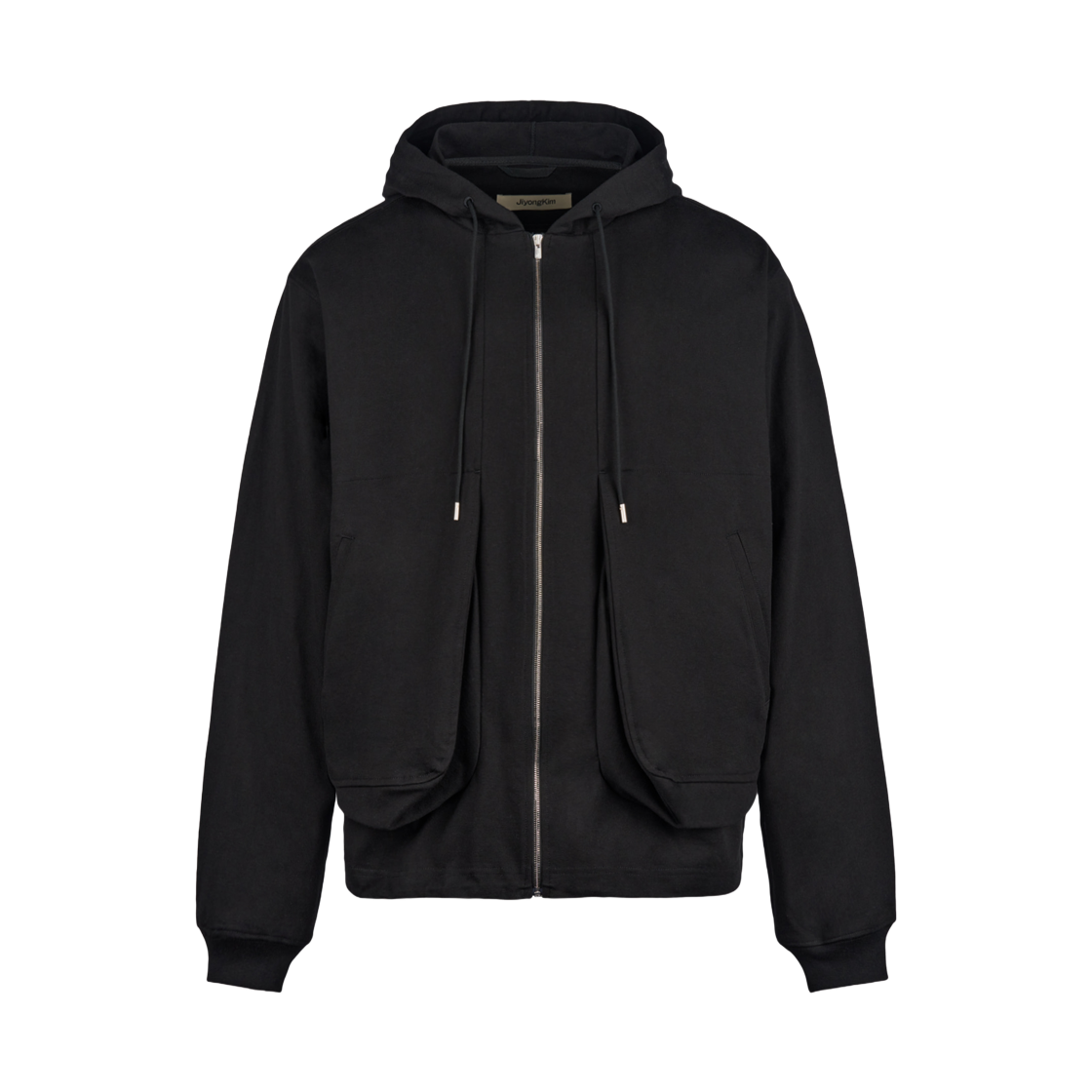 지용 킴 드레이프드 포켓 집업 후드 블랙(Jiyong Kim Draped Pocket ZipUp Hoodie Black)