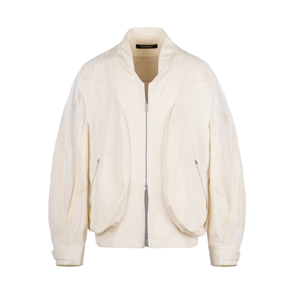 지용 킴 드레이프드 포켓 메쉬 슬리브 자켓 오프 화이트(Jiyong Kim Draped Pocket Mesh Sleeve Jacket Off White)