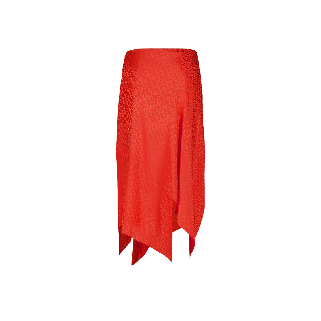 FQ7657AUQGF1SAX (W) Fendi FF Jacquard Silk Midi Skirt Red