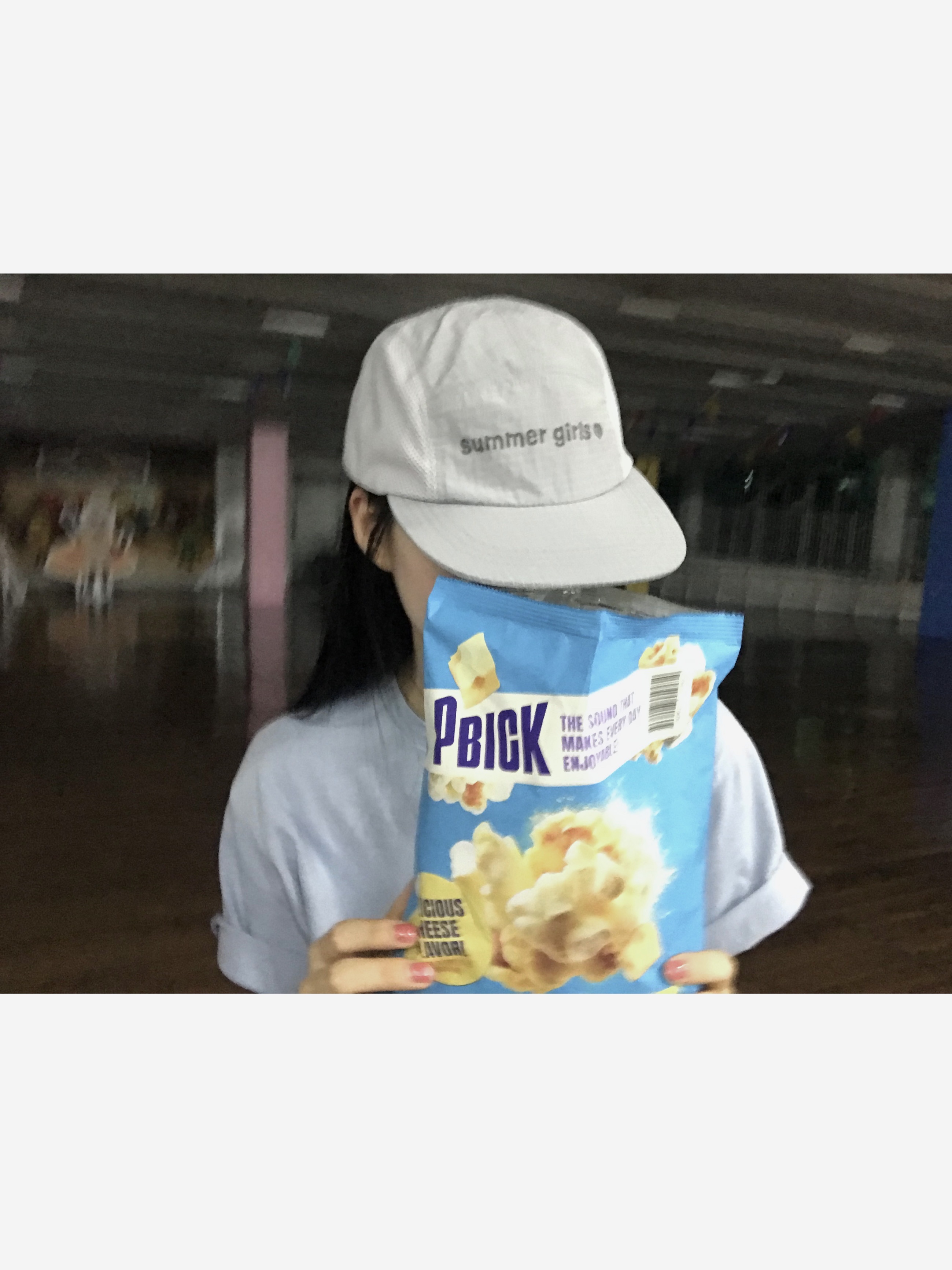 Isummerly Summer Girls Nylon Camp Cap Gray, Isummerly Rainy T-shirt-Deep Navy 착용 스타일 - 1