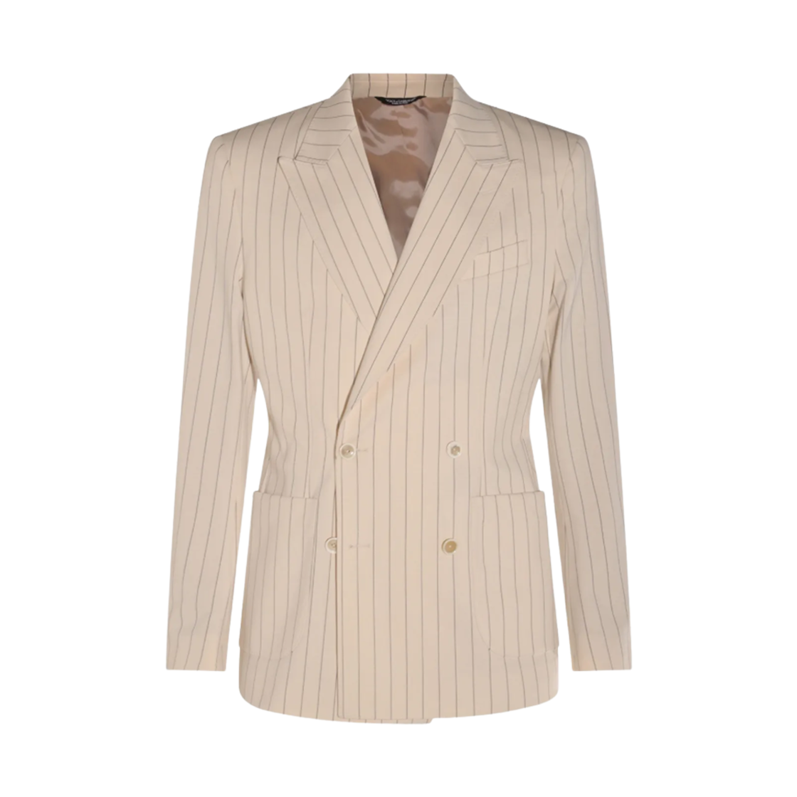 G2TJ4TGJ077S8052 Dolce & Gabbana Double Breasted Pinstripe Cotton Jacket Cream