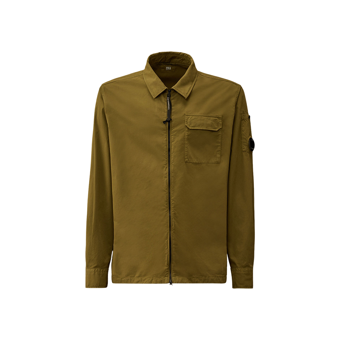 19CMOS705A110143G652 C.P. Company Organic Gabardine Zipped Overshirt Elmwood Green - 25FW