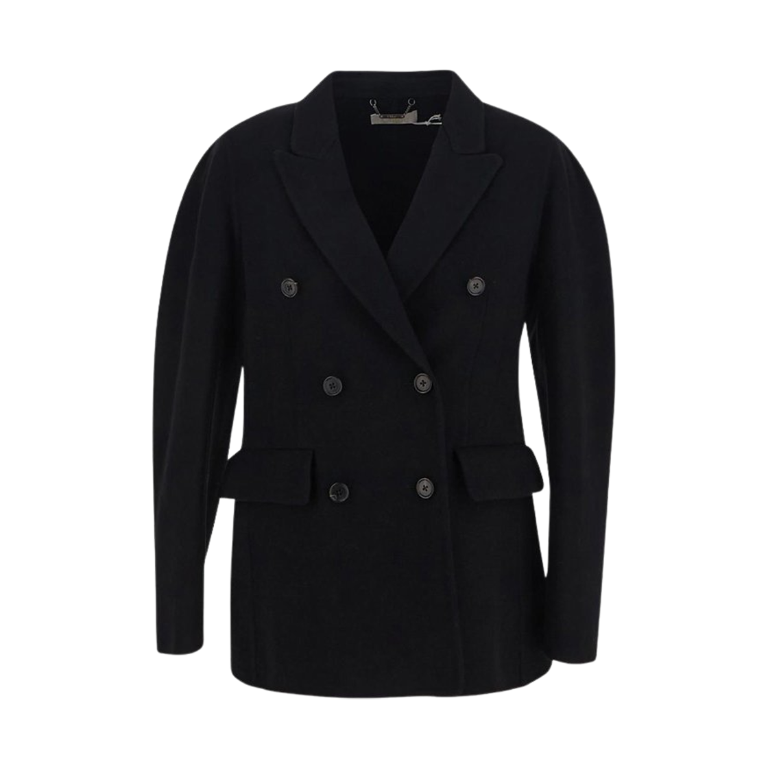 (W) 끌로에 울 캐시미어 더블 브레스티드 숏 코트 블랙((W) Chloe Wool Cashmere Double Breasted Short Coat Black)