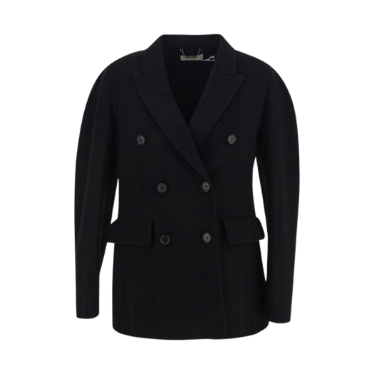 CHC23WVE10071001 (W) Chloe Wool Cashmere Double Breasted Short Coat Black