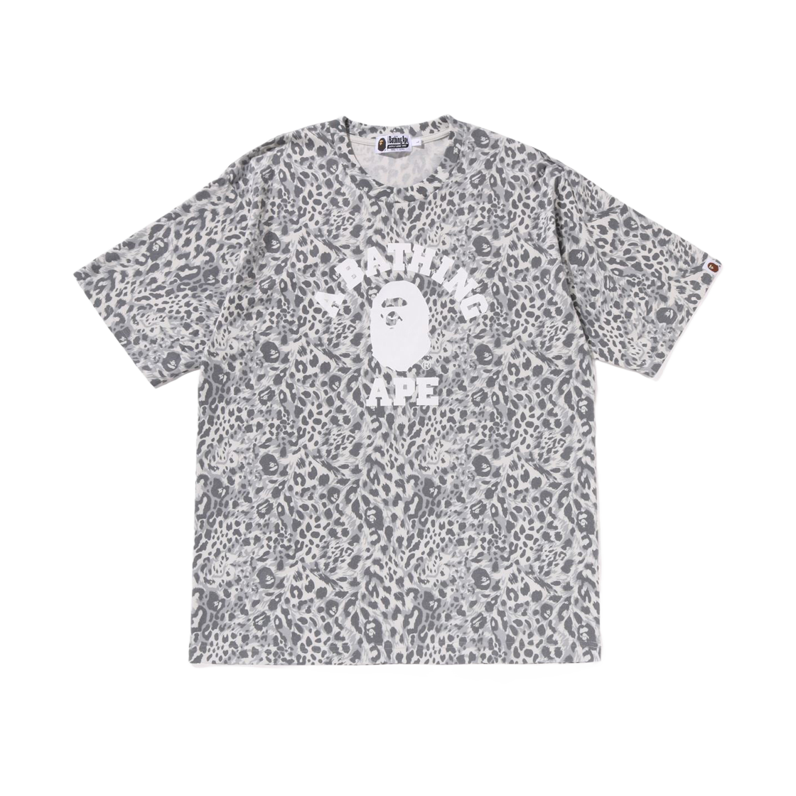 - BAPE Wild Leopard Pattern College Relaxed Fit T-Shirt Gray