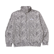 BAPE Wild Leopard Pattern Relaxed Fit Half Zip Sweatshirt Gray