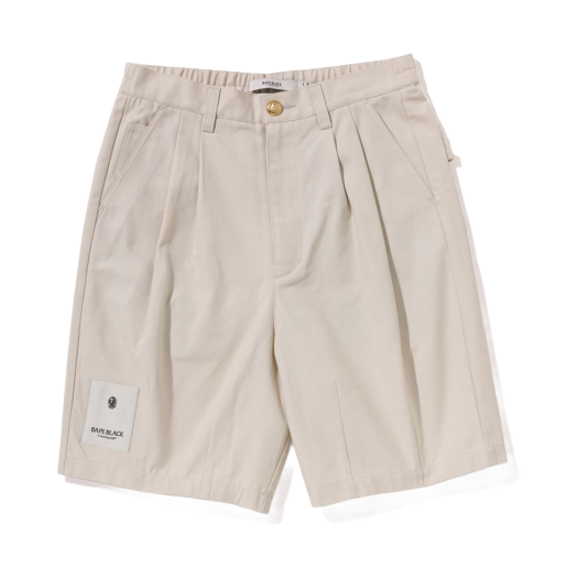 - BAPE Black Paisley Leather Trimmed Worker Shorts Ivory