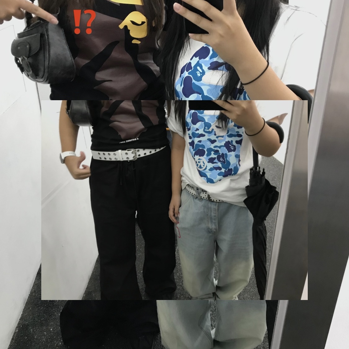 BAPE ABC Camo Big Ape Head T-Shirt White Blue 착용 스타일