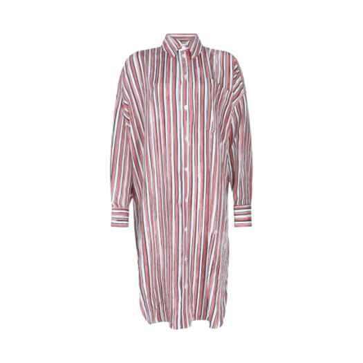 816059V50D15011 (W) Bottega Veneta Multi Striped Silk Dress Red