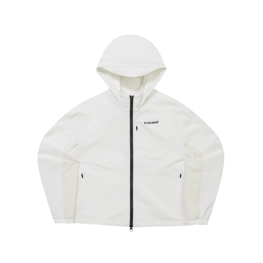 QQ322OJK81_IVY0 le coq sportif Women's Loose-Fit 2L Mesh-Lined Hooded Jacket Ivory