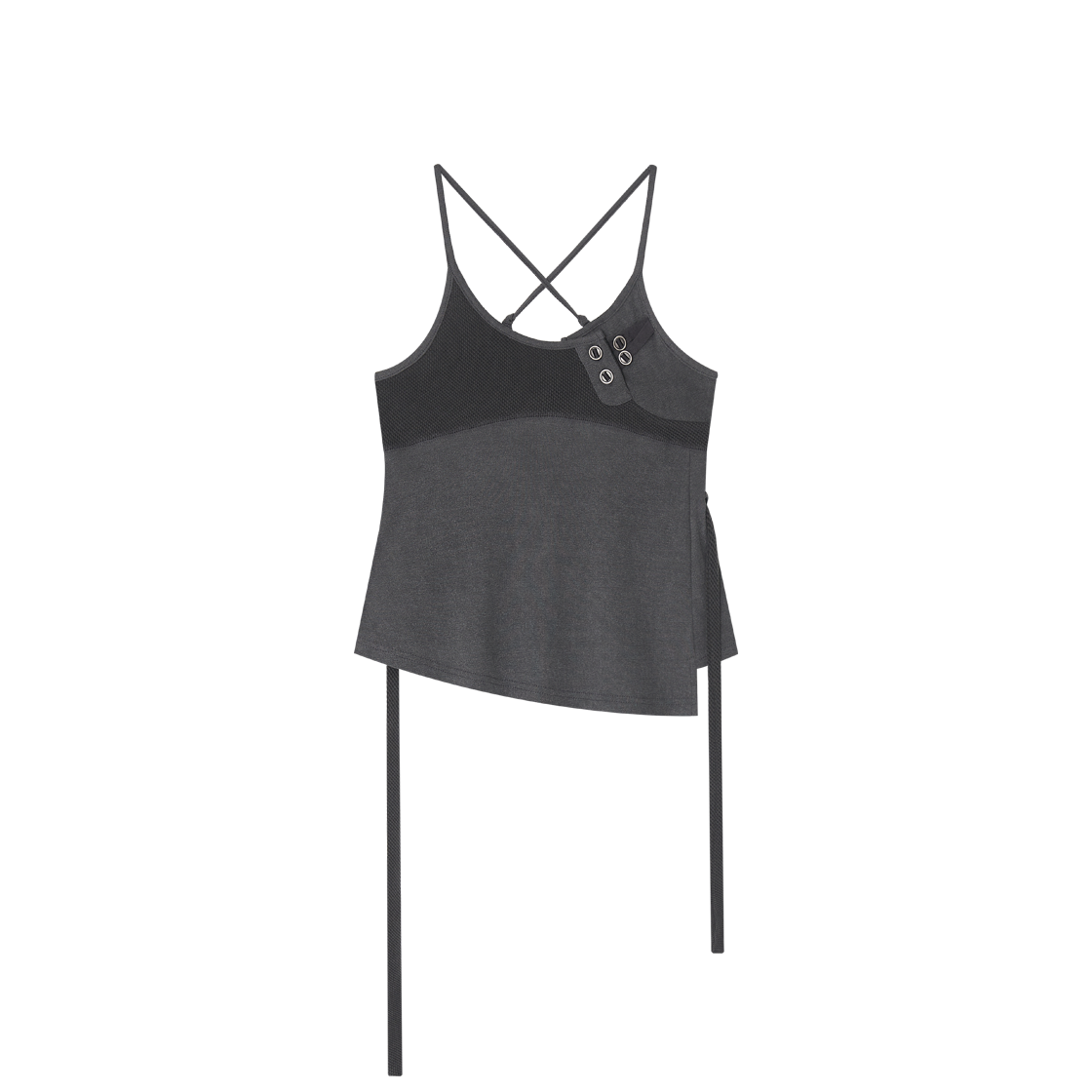 디프런티스 버튼 스트랩 슬리브리스 차콜(DIFFERENTIS Button Strap Sleeveless Charcoal)