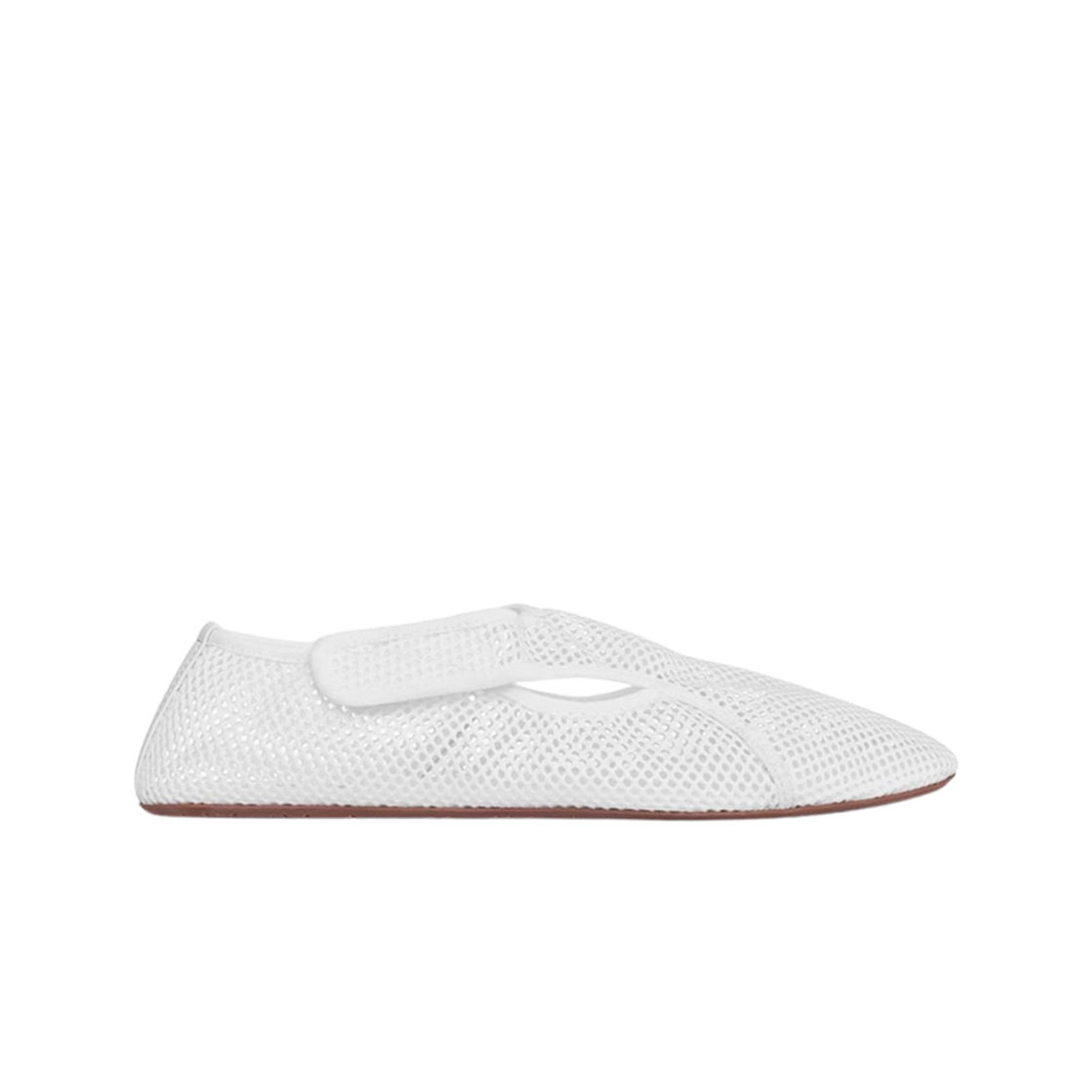 (W) 알라이아 피쉬넷 발레 플랫 옵틱 화이트((W) Alaia Ballet Flats in Fishnet Optic White)