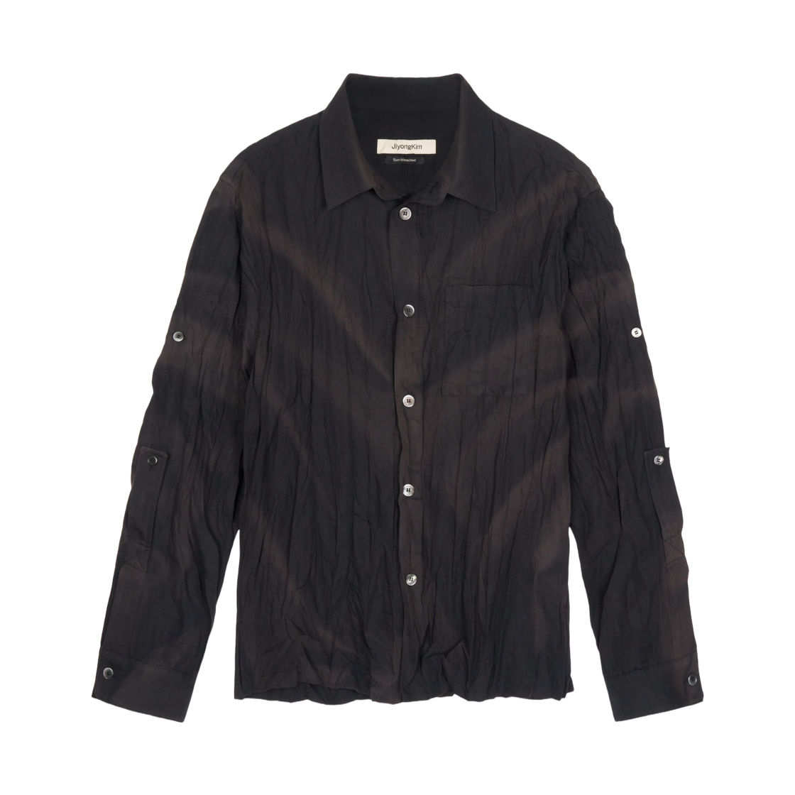 지용 킴 썬 블리치드 링클 프로세스드 셔츠 블랙(Jiyong Kim Sun Bleached Wrinkle Processed Shirt Black)