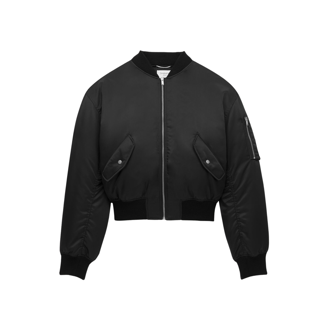 838713-YZ9BV-1000 Saint Laurent Water-Repellent Nylon Serge Bomber Jacket Black