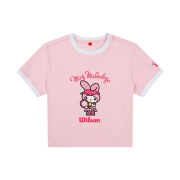 (W) Wilson x Sanrio Characters My Melody Graphic Ringer Crop T-Shirt Light Pink