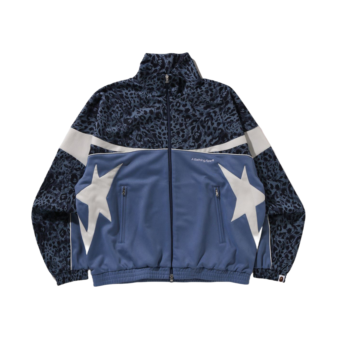 베이프 와일드 레오파드 패턴 릴렉스드 핏 트랙 자켓 블루(BAPE Wild Leopard Pattern Relaxed Fit Track Jacket Blue)