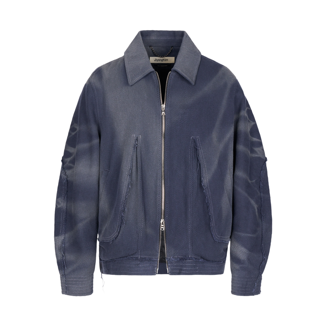 지용 킴 썬 블리치드 로우 엣지 블루종 네이비(Jiyong Kim Sun Bleached Raw Edge Blouson Navy)