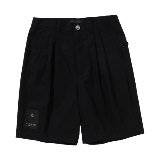 - BAPE Black Paisley Leather Trimmed Worker Shorts Black